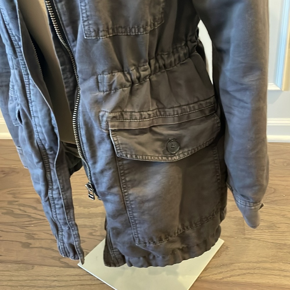 LOFT Grey Hooded Utility Jacket - Size XS - Picture 5 of 11
